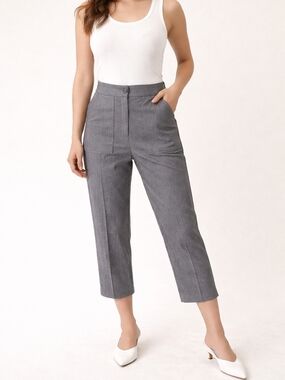 Zara Gray High-Waist Cropped Straight Pants